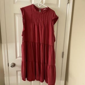 Terra & Sky Red Dress with Pockets